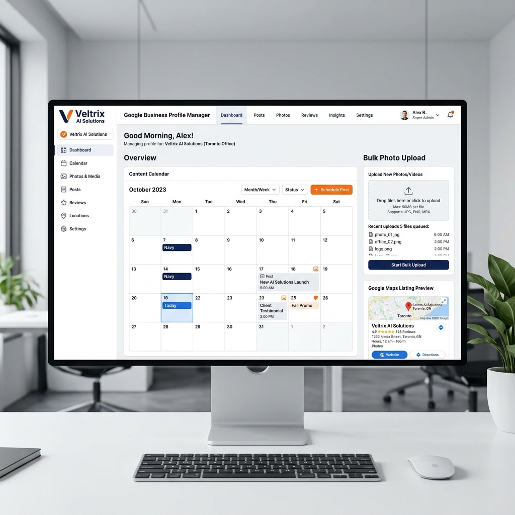 Veltrix AI GBP Automation Dashboard Visualization