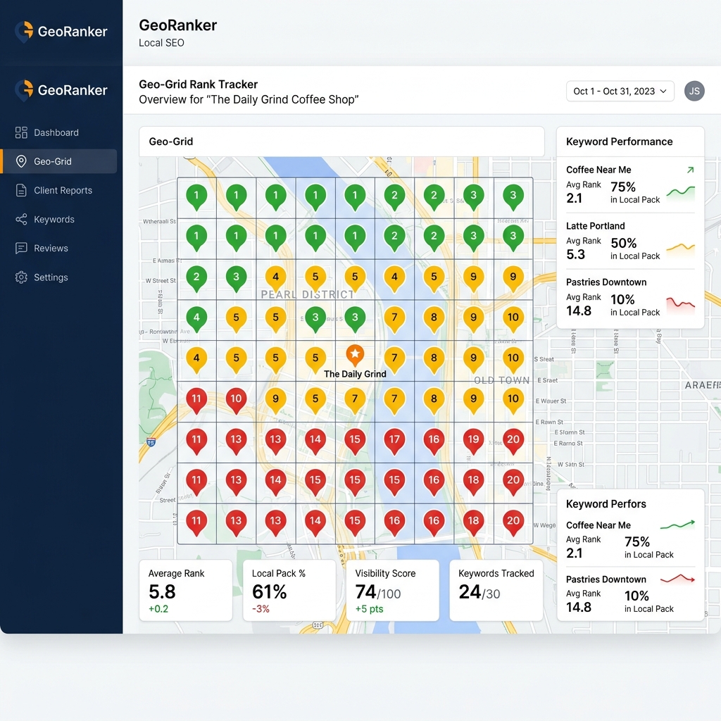 Veltrix AI Local SEO Heatmap Dashboard